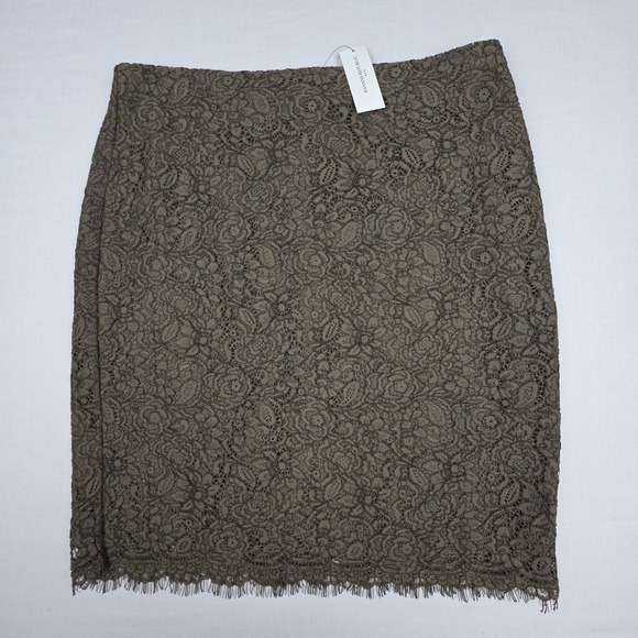 Banana Republic Dresses & Skirts - NWT Banana Republic Lace Pencil Skirt Women 6 Olive Green Scalloped Hem Cotton